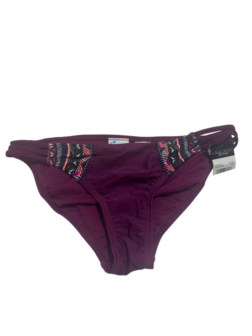 California Waves Womens Bikini Bottom Wine Purple Size M Nylon Spandex New Tags